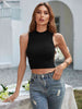 Mock Neck Sleeveless Ribbed Crop Top Trendsi