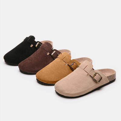 Suede Closed Toe Buckle Slide Trendsi