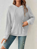 Ribbed Dropped Shoulder Drawstring Hoodie Bazaarbey