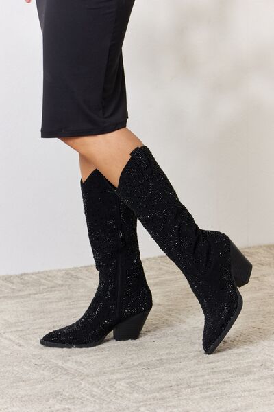  Rhinestone Knee High Cowboy Boots Trendsi