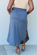  Comfort Princess Full Size High Waist Scoop Hem Maxi Skirt in Dusty Blue Trendsi