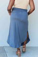  Comfort Princess Full Size High Waist Scoop Hem Maxi Skirt in Dusty Blue Trendsi