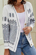 Printed V-Neck Buttoned Cardigan Trendsi