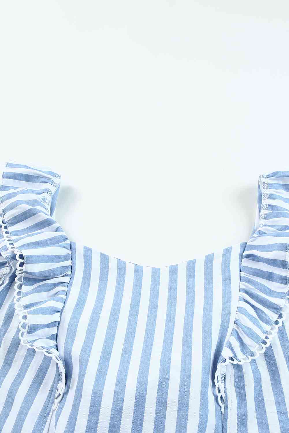 Striped Tie Back Ruffled Tank Bazaarbey