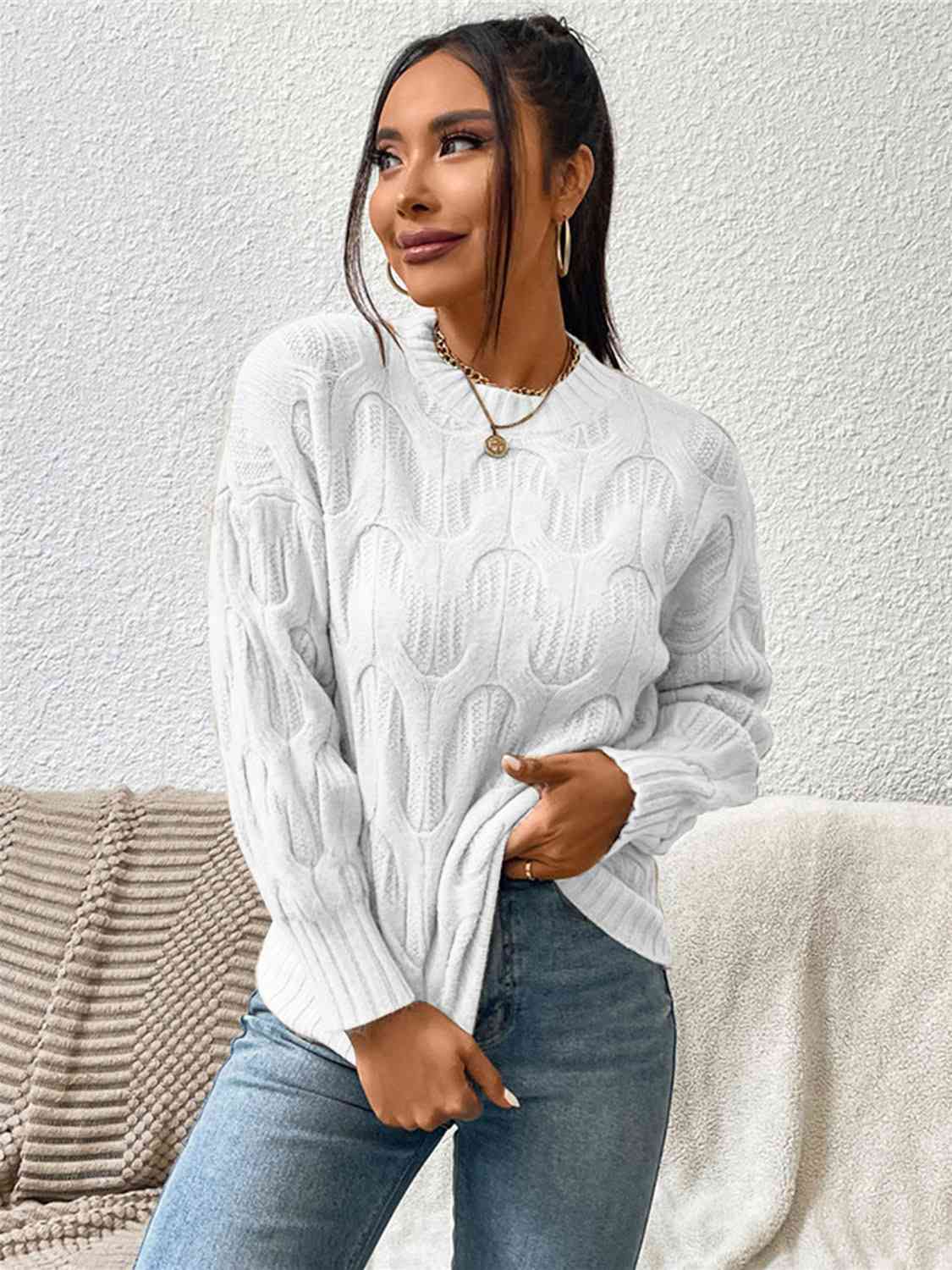 Round Neck Long Sleeve Sweater Bazaarbey