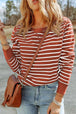 Striped Long Sleeve Round Neck Top Trendsi