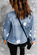 Distressed Raw Hem Denim Jacket Bazaarbey