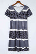 Leopard Color Block V-Neck Short Sleeve Dress -BazaarBey - www.shopbazaarbey.com