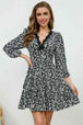 Printed Plunge Neck Flounce Sleeve Mini Dress -BazaarBey - www.shopbazaarbey.com