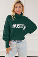 Merry Letter Embroidered High Neck Sweater Bazaarbey