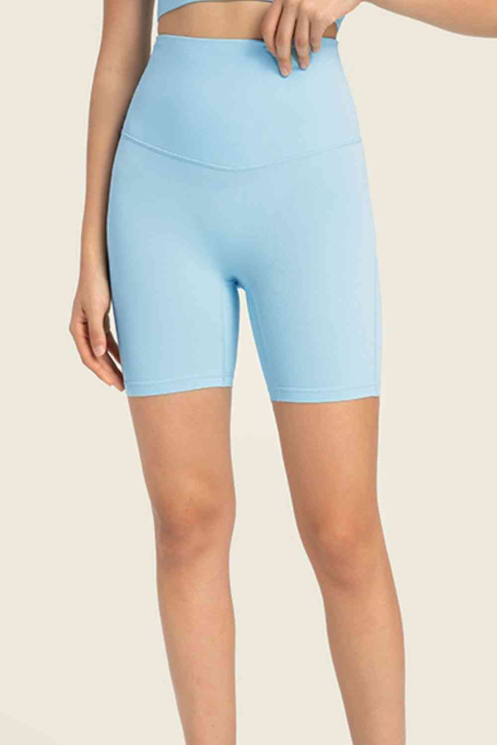 Seamless High-Rise Wide Waistband Biker Shorts Trendsi